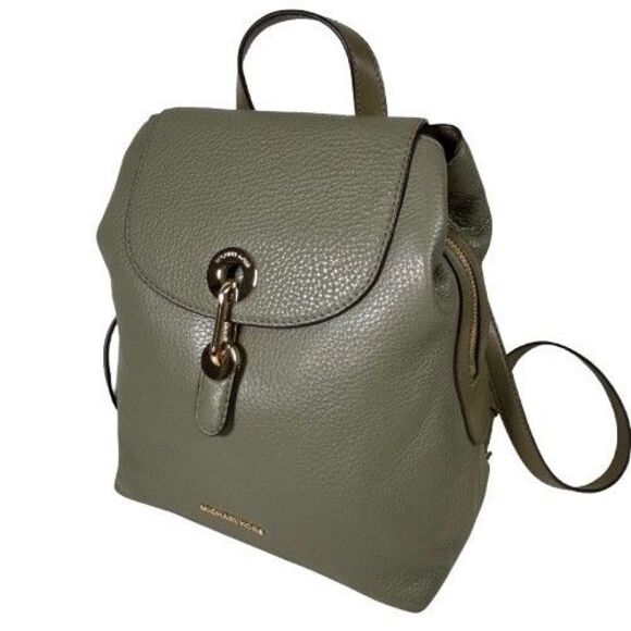 MICHAEL KORS MK Raven Pebble Leather Medium Backpack Handbag Olive Green $328 - Picture 3 of 16